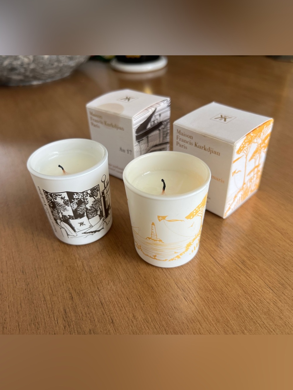 2 Maison Francis Kurkdjian Mini Scented Candles Au 17 & Les Tamaris 35g / 1.2 oz